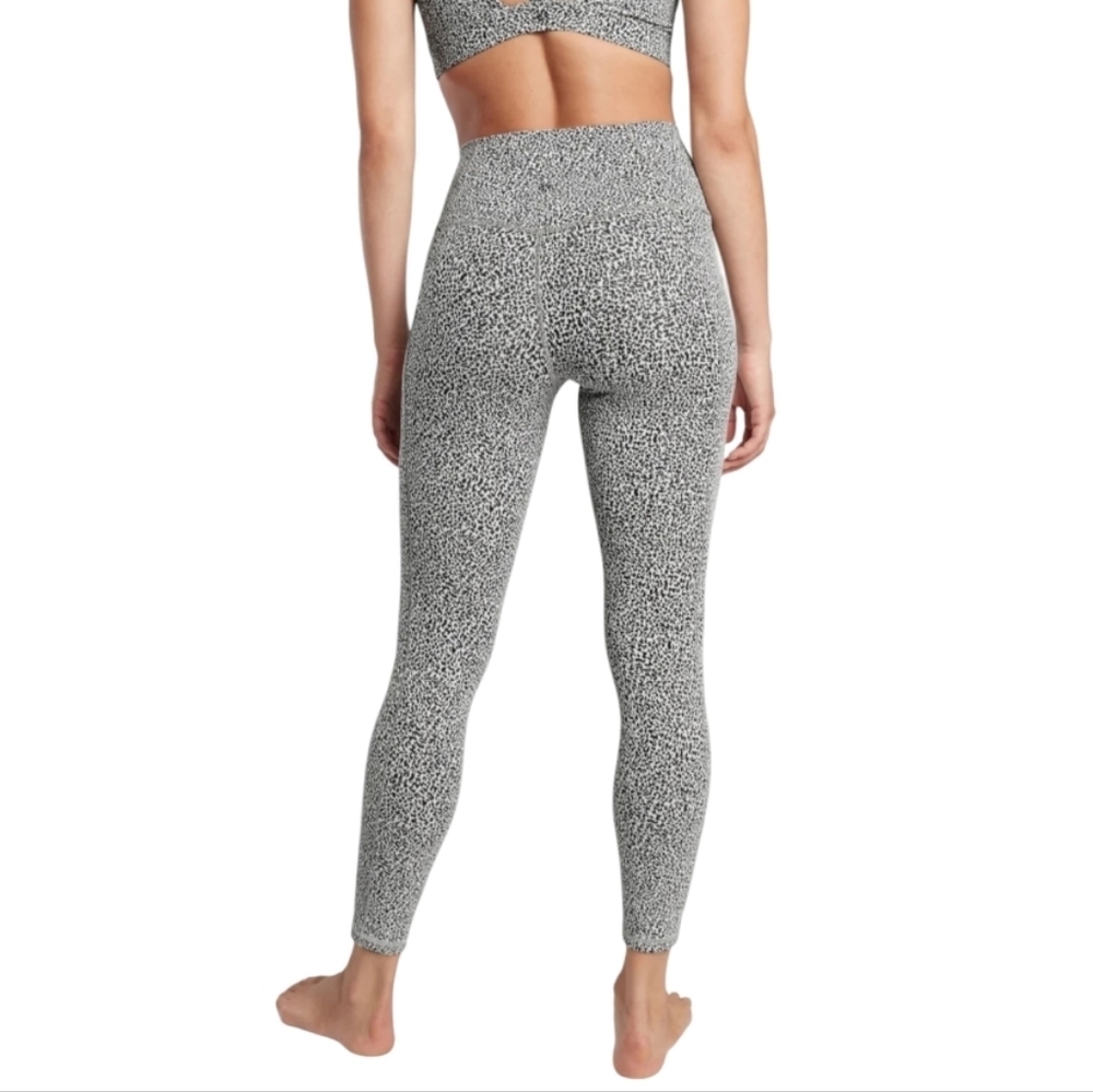 Athleta Black & White Leopard Print Mid Rise 2 Pocket Activewear Leggings Size S